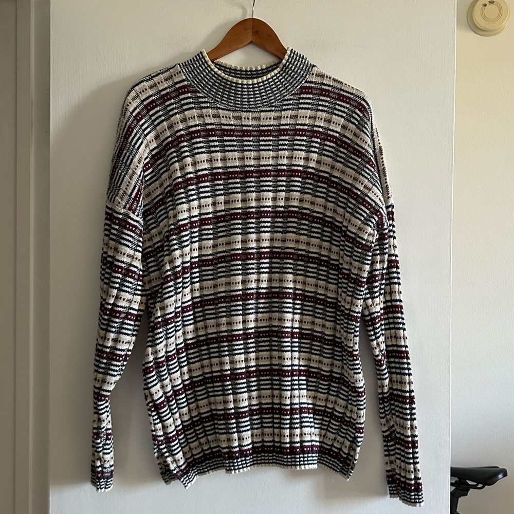 Vintage ‘Crazy Horse’ 90s Striped Red Crewneck Knit Sweater Size Medium EUC - Picture 3 of 8